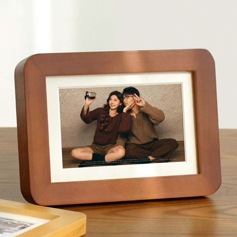 圆角实木相框空框摆台定制洗照片加打印做成相册摆T件高级感6寸7