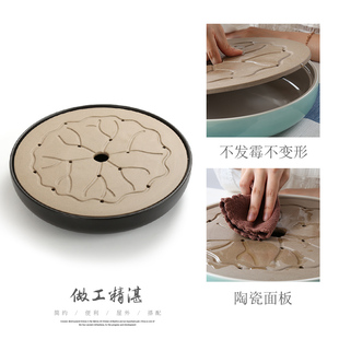 家用简约小茶盘功夫茶具套装 日式 托盘圆J形大小号茶海粗陶干泡茶