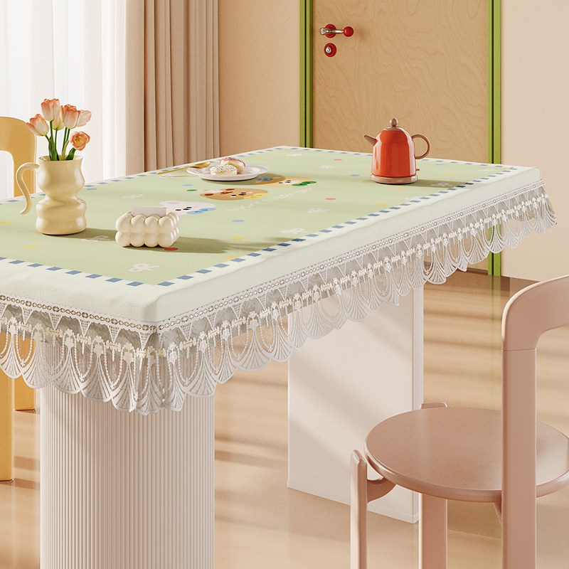 奶油风防水防污桌布客厅s免洗可擦餐桌套全包式茶几防烫烤火罩布
