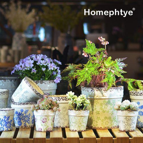 Homephyte新品陶瓷大花盆多肉花盆透气K性好花卉绿植兰花桌面美式