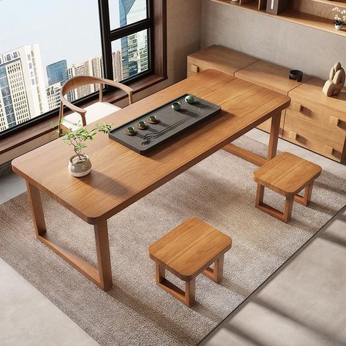 阳台茶桌2024新款泡茶桌家用小型功F夫茶台极简轻奢实木茶桌椅组