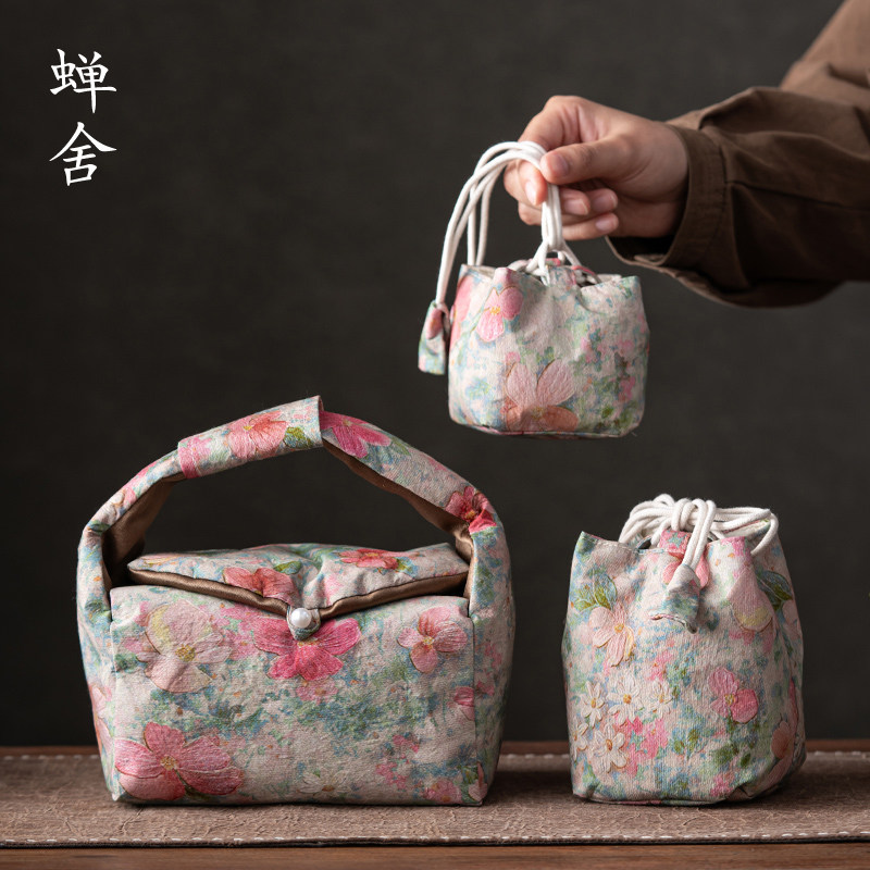 蝉舍莫奈花园茶具收纳包茶杯主人杯收纳袋加厚品茗杯便携包茶具袋,餐饮具,茶道/零配,淘宝优惠券,粉丝福利购,淘宝优惠卷