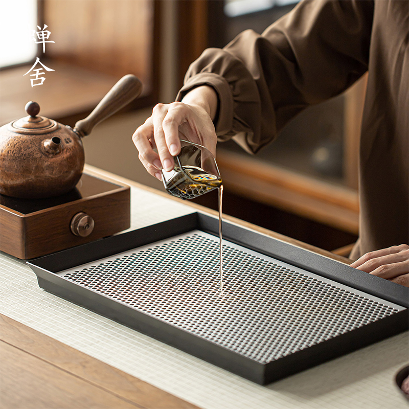 蝉舍蜂巢铝合金铁质茶盘