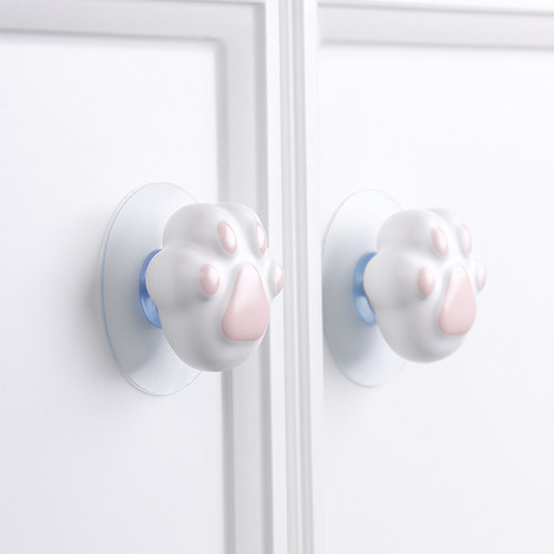 新款免打孔猫爪拉手衣柜门橱柜抽屉推拉门移门玻璃门免钉自粘把手