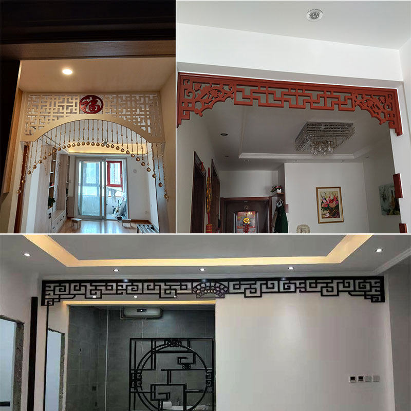 房梁横梁遮挡装饰垭口挂落门头中式PVC入户门楣加高客厅拱形隔断