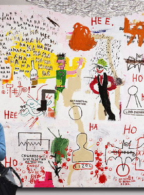 客厅装饰画大尺寸Basquiat街头涂鸦抽象艺术画巨幅餐厅背景墙挂画