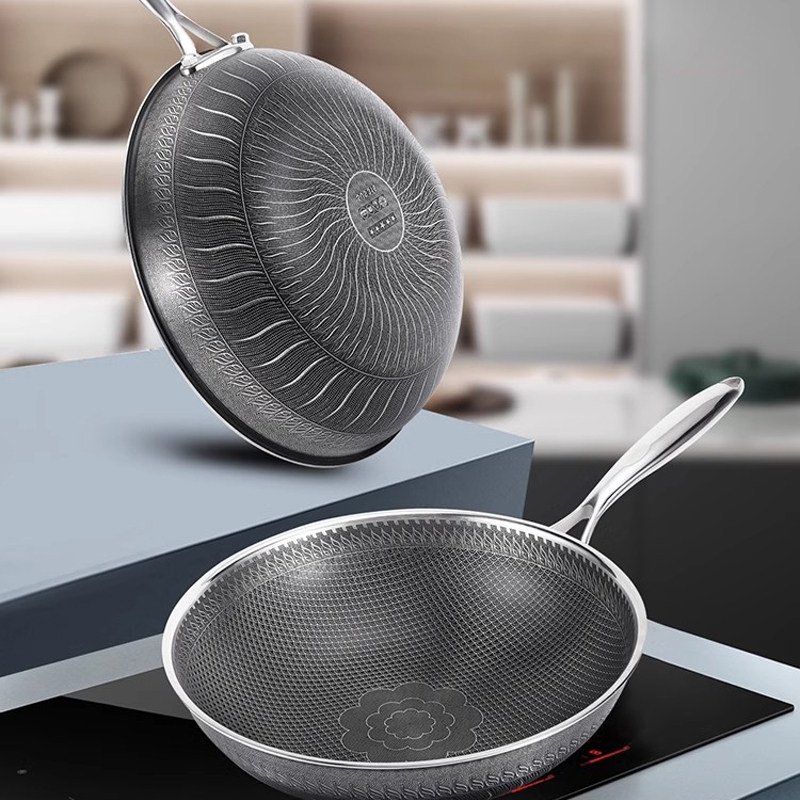 家用不锈钢炒锅316食品级加厚不粘锅少油烟鱼鳞纹炒菜电磁炉通用,厨房/烹饪用具,炒锅,淘宝优惠券,粉丝福利购,淘宝优惠卷