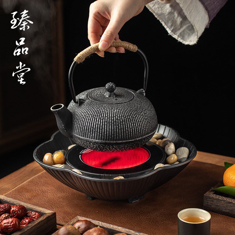 臻品堂 冬天围炉煮茶烤火炉套装用电陶炉煮茶器铸铁煮茶壶电炉子