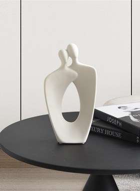 现代极简个性抽象情侣人物书柜酒柜格子柜高级感艺术装饰品摆件