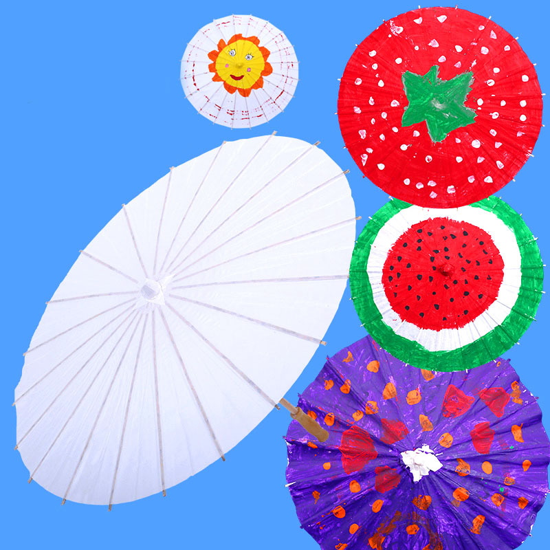 儿童油纸伞diy材料手工绘画伞幼儿园空白扎染装饰古风手绘小漆伞图片