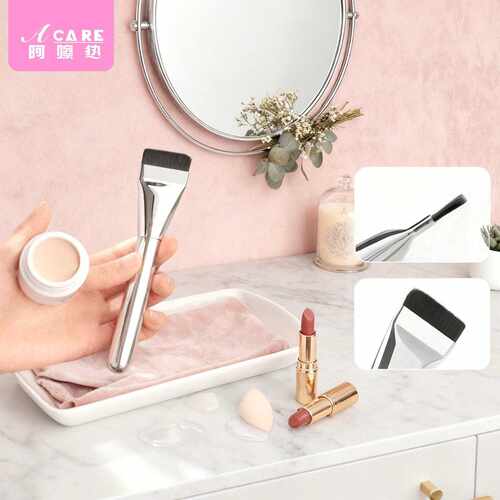 粉底刷D1v501-打底液刷子一字型不易吃粉扁平头底妆面膜刷软毛新