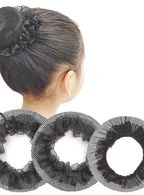 T发网C1P901-黑色花边盘发网兜丸子头发圈发饰舞蹈生盘发用头饰