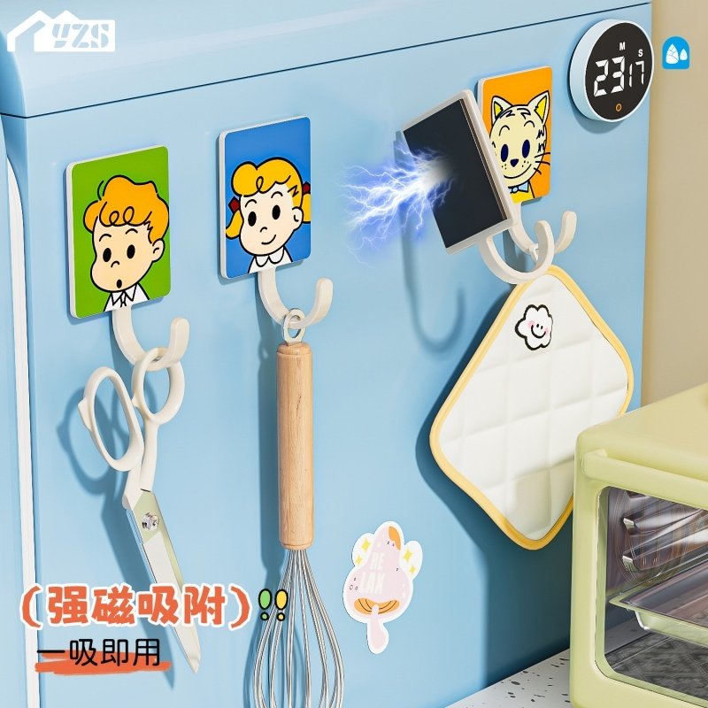 2025磁铁冰箱贴侧面磁吸挂钩吸铁石入户门强力装饰置物磁贴收纳