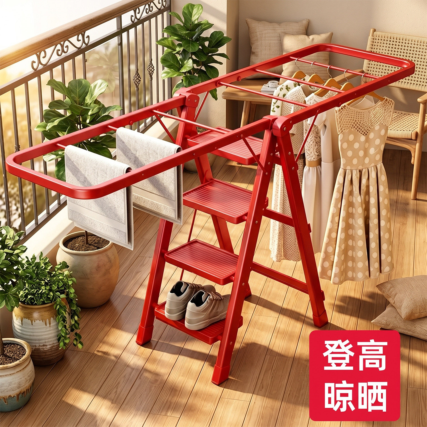 多功能梯子晾衣架乔迁登高