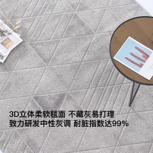 简约客厅地毯家用免洗灰色茶几地毯 意式 北欧现代卧室ins风床边毯