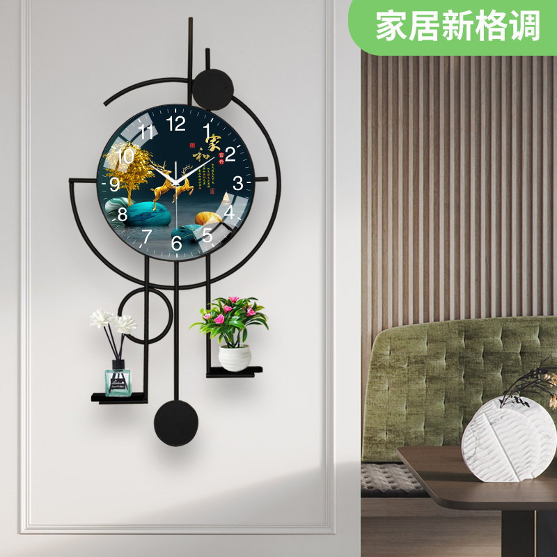 现代大气带玻璃罩静音挂钟艺术客厅日历钟表创意挂表家用时钟挂墙