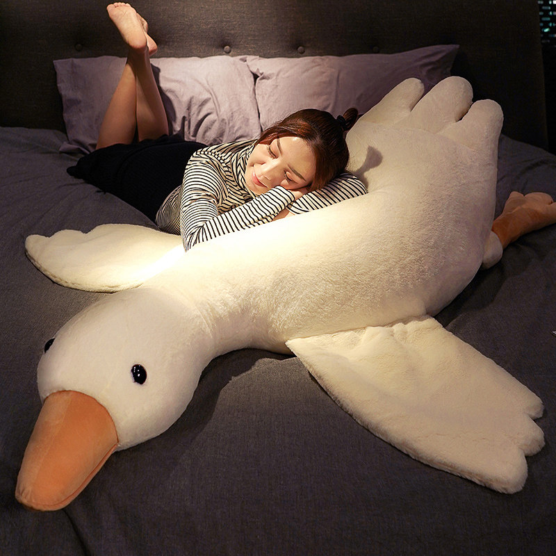 可爱大白鹅抱枕女生睡觉夹腿长条枕头床头靠垫沙发床上靠枕男生款