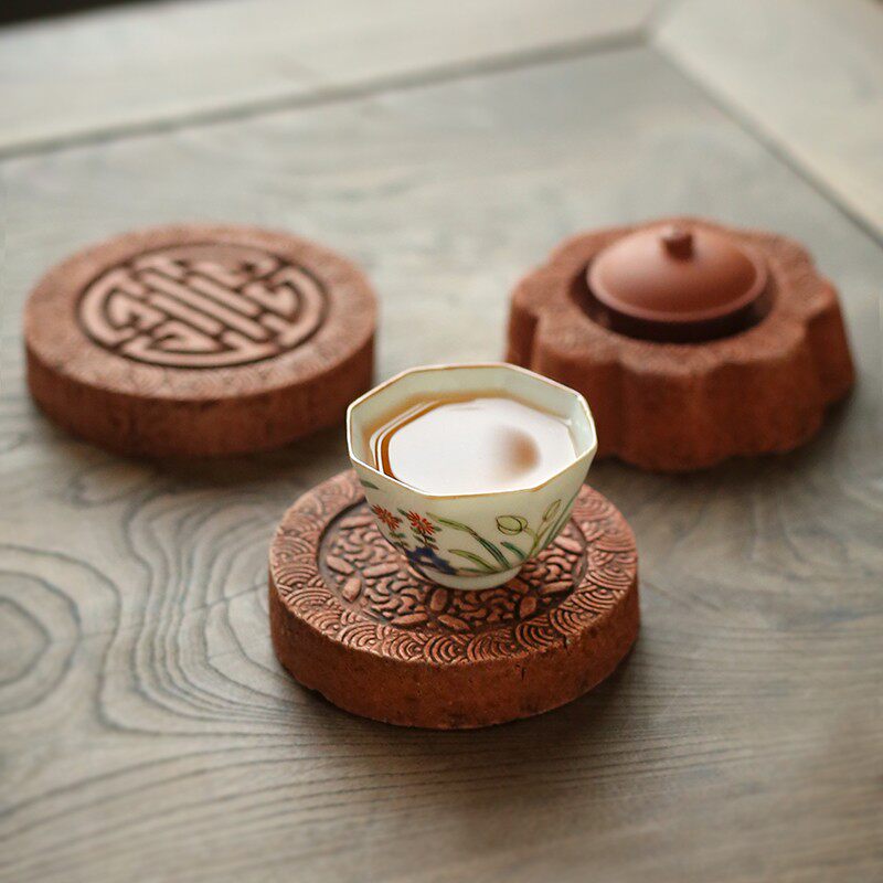 玩物集 仿古老红砖养壶垫茶托茶杯垫 紫砂壶托 石鼓盖置茶壶盖托