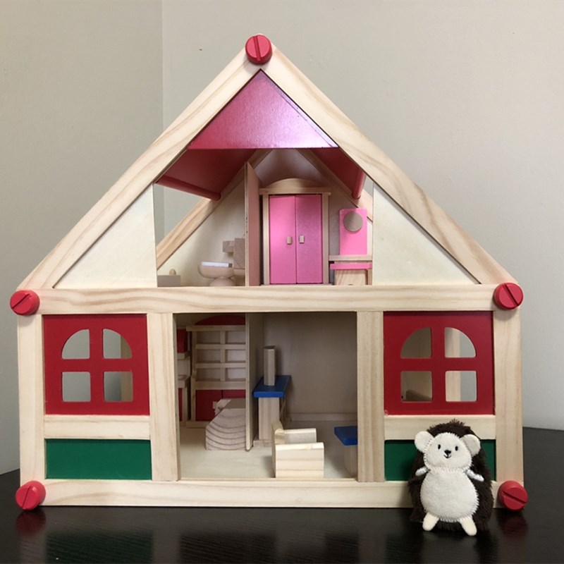 过家家系列 迷你仿真房屋 房子场景组装儿童早教益智木制折装玩具