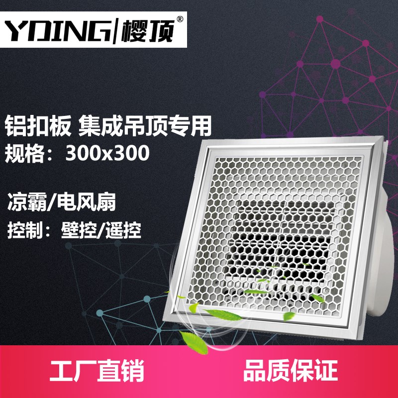 凉霸集成吊顶300X300电风扇卫生间摆页冷风扇厨房30X30风扇吹风机