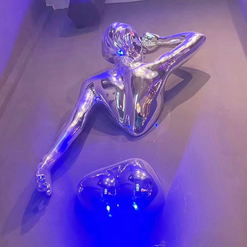 玻璃钢电镀穿墙人物立体雕塑健身房KTV会所酒吧酒店墙面装饰壁挂