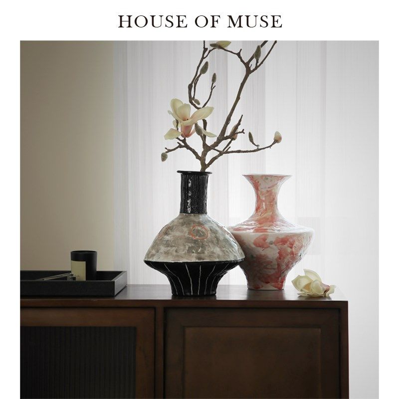 缪斯家 大师级手工陶瓷花瓶客厅餐桌复古风插花器家居艺术感花插,家居饰品,花瓶,淘宝优惠券,粉丝福利购,淘宝优惠卷