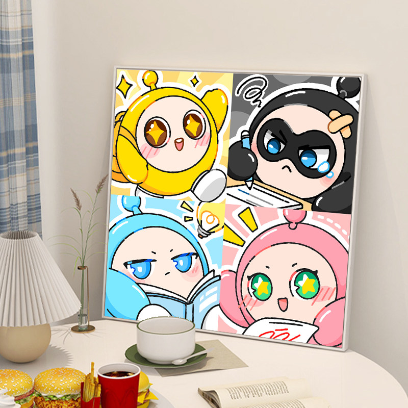可爱卡通蛋仔派对数字油画 儿童丙烯手工填充DIY绘画 40*40cm数字