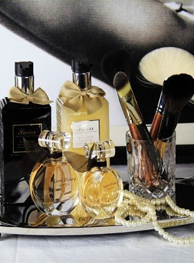 样板房卫生间洗手台妆台飘窗软装饰品卫浴套件新古典茶几托盘摆件