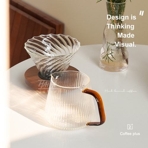 v60玻璃手冲咖啡过滤杯 复古实木托滴滤杯套装 分享壶咖啡壶器具
