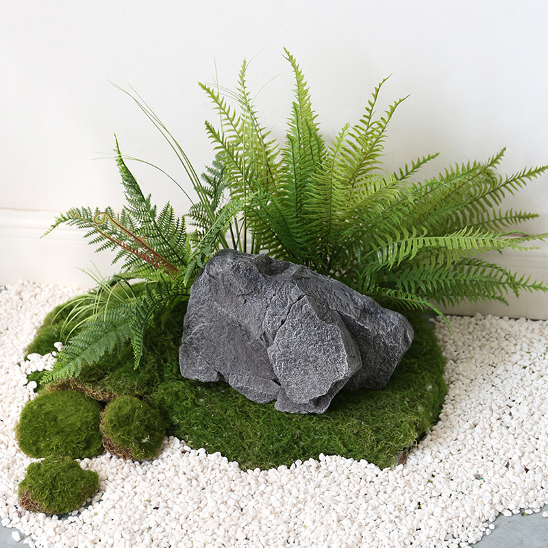 仿真绿植造景室内植物装饰摆件庭院橱窗仿生苔藓假石头落地微景观