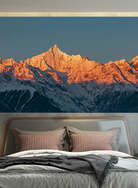 日照金山风景墙面遮丑墙布挂布装饰背景布床头卧室挂画出租屋画布