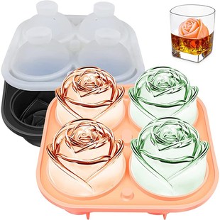 硅胶冰球模具威士忌玫瑰花大球形商用冰格冻冰块自制制冰器带盖