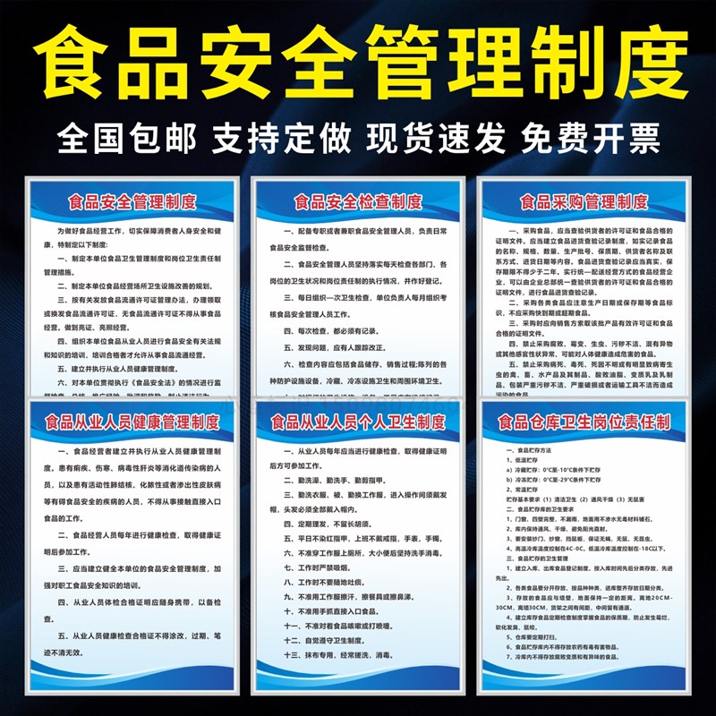 食品安全管理制度卫生岗位职责采购车间仓库管理安全生产制度KT板