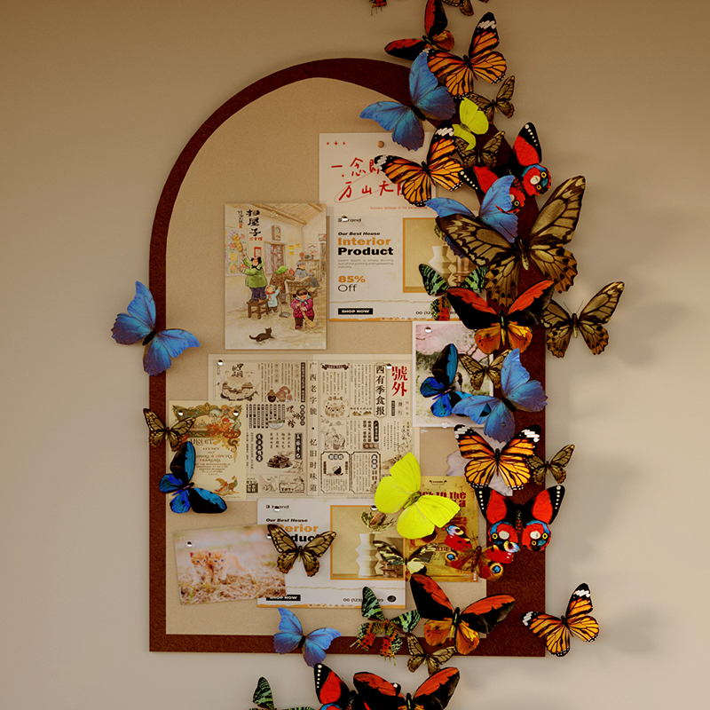 蝴蝶窗户毛毡板墙贴照片墙背景板羊毛毡墙贴拍立得照片相片挂墙作