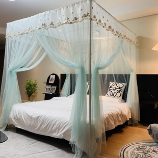 支持定制高档三开门A类宫廷蚊帐家用单人床1.35m卧室纹账架单1米