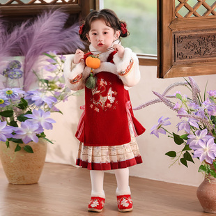 国风儿童冬装 汉服宝宝过新年衣服中式 旗袍 2025新款 拜年服女童冬季