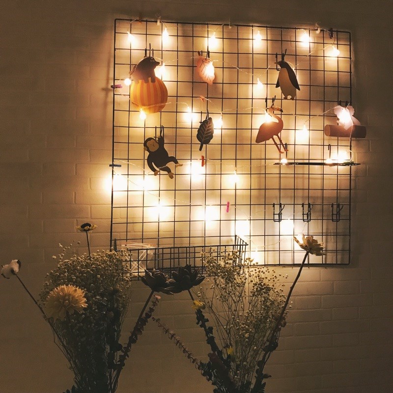 小清新铁艺网格i照片墙背景置物架网片铁架金属铁网格网铁丝展示