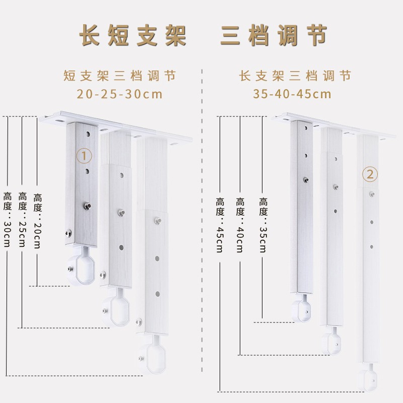 艾尚居晾衣杆阳i台顶装吊顶室内晒衣杆单杆晾衣架铝合金固定凉衣