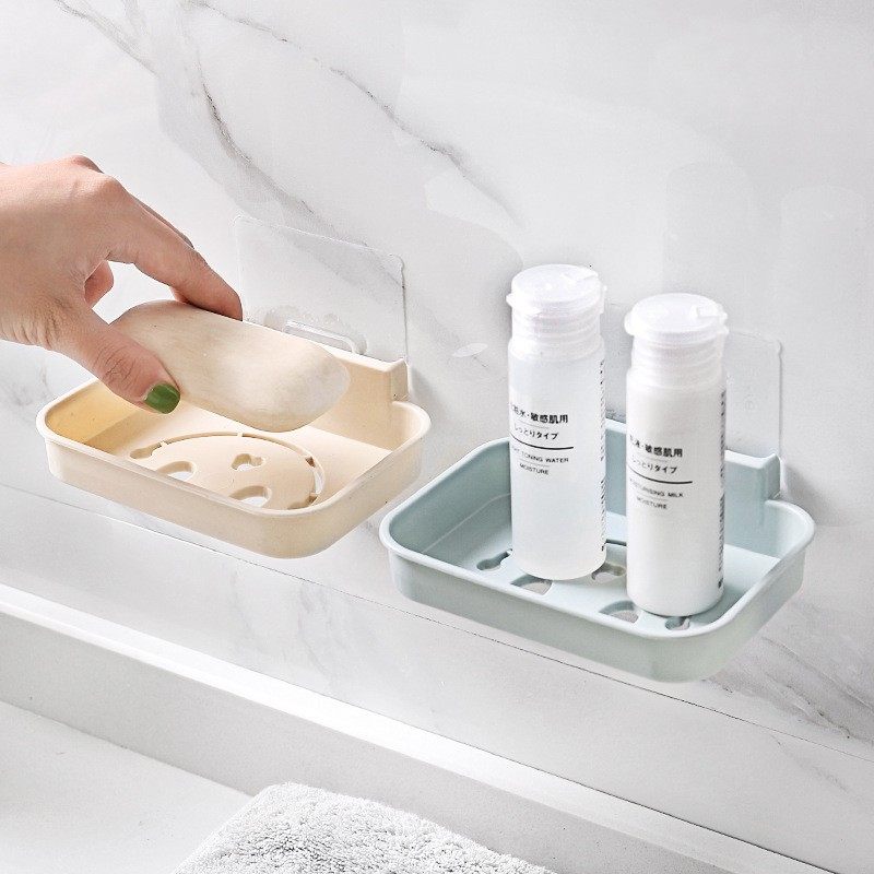 免打孔厨房置物架沥水架洗手创意洗衣肥皂盒双层吸盘壁挂式香皂盒