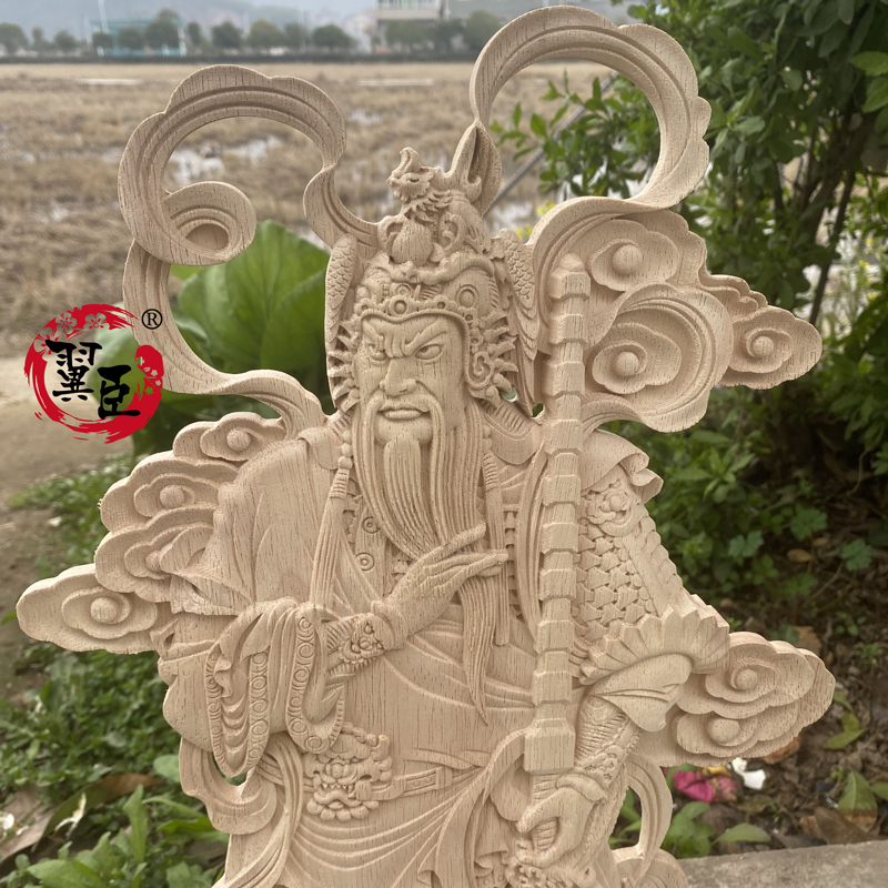 东阳木雕门神木质挂件入r户门实木雕刻摆件木板大门2023新款装饰