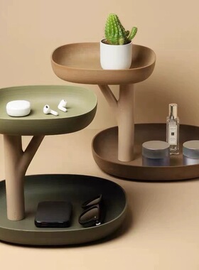 泰国Qualy木制双层置物架进口创意家用树型托盘化妆台面收纳盒