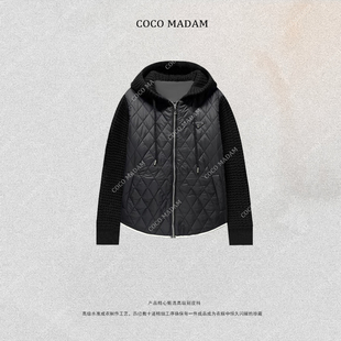 宽松型外套菱格长袖 NIUNIU 连帽女短款 1978 ·T