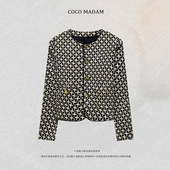 ·T 2141 秋季 NIUNIU 短外套复古极简风千鸟格上衣老钱风冬季