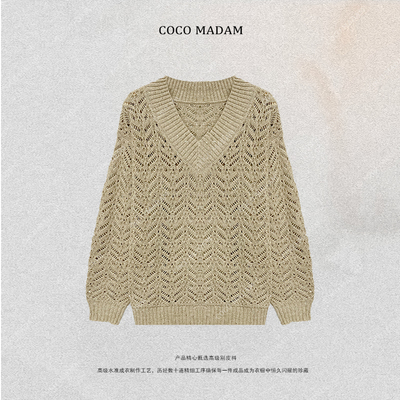 NIUNIU ·T-1421 毛针织衫女装针织休闲风长袖V领衫镂空时尚