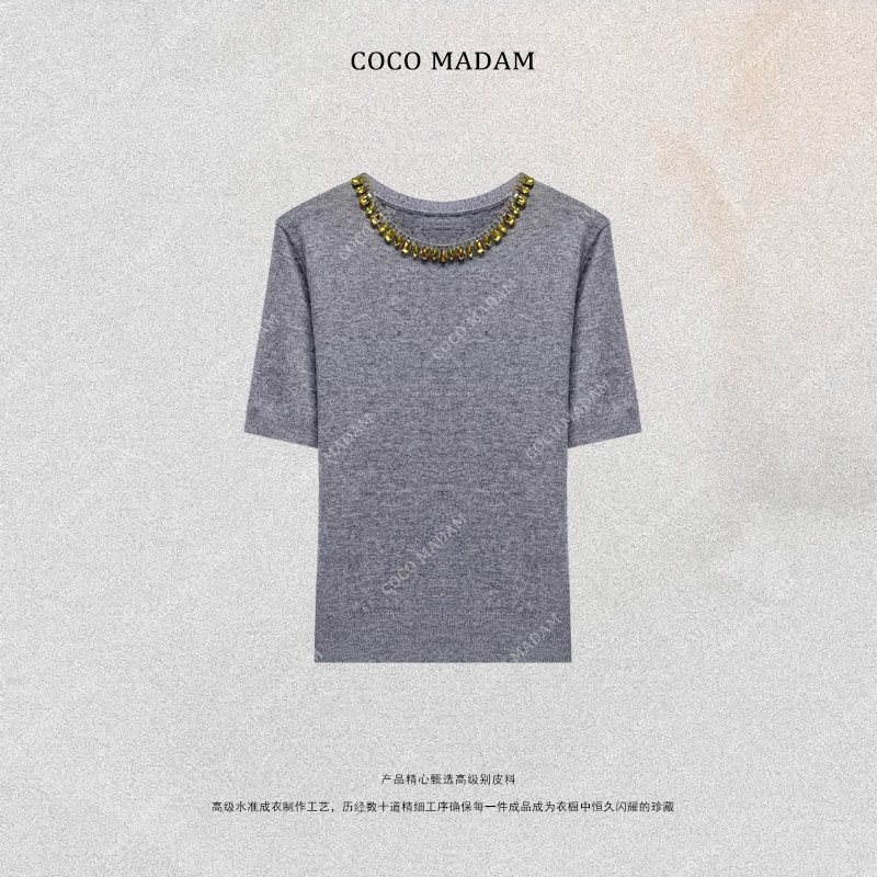 NIUNIU ·T-2240 早春新品圆领缝钻短袖T恤上衣