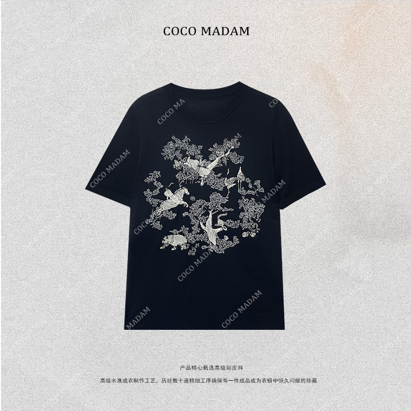 NIUNIU ·T-378 夏季薄款100%天丝重工刺绣新中式国风女士短袖T恤,女装/女士精品,T恤,淘宝优惠券,粉丝福利购,淘宝优惠卷