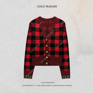 NIUNIU ·T-2204 格子女式春季撞色针织开衫女上衣毛针织衫