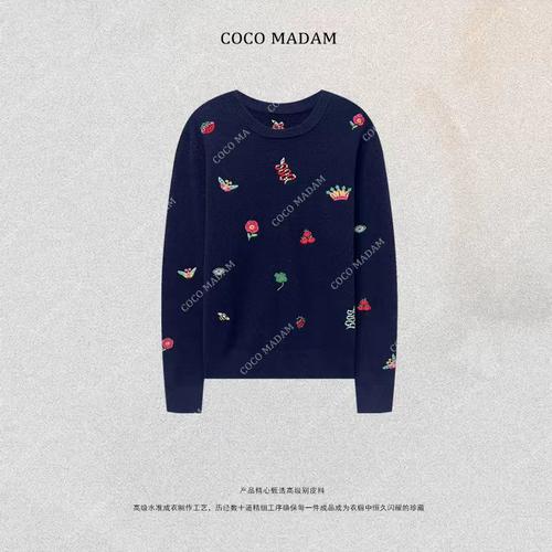 NIUNIU ·T-1974 常规休闲常规款圆领百搭刺绣衫黑色直筒型