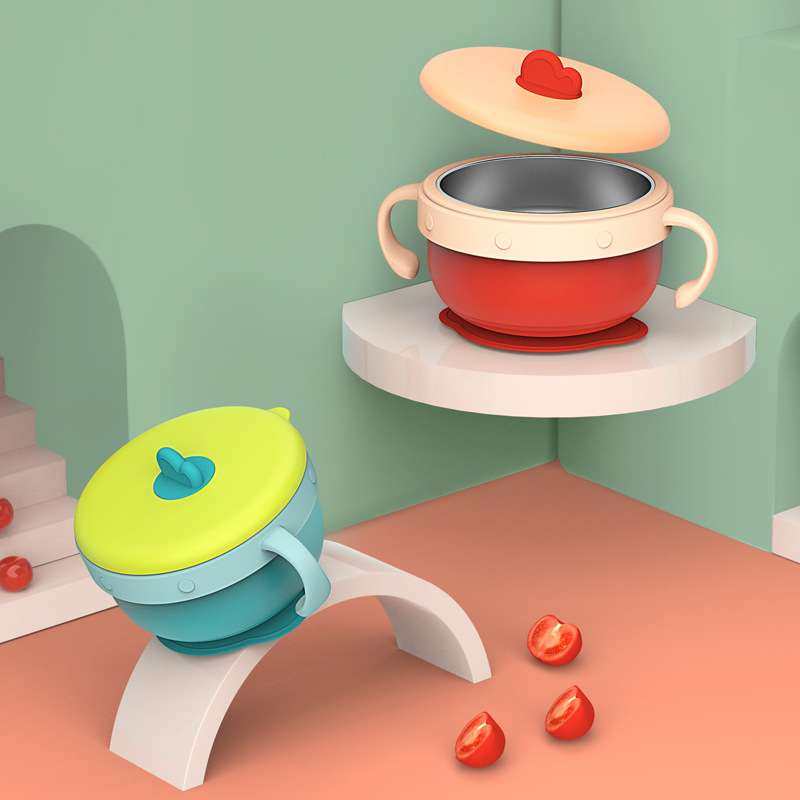 【贴牌定制】儿童餐具套装注水保温碗可拆分宝宝辅食碗研磨吸盘碗