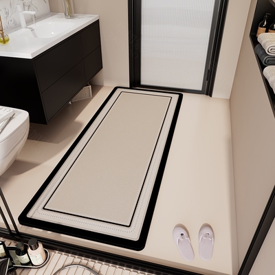 奶油风浴室吸水地垫卫生间洗手台硅藻泥I长条防滑脚垫浴室门口地